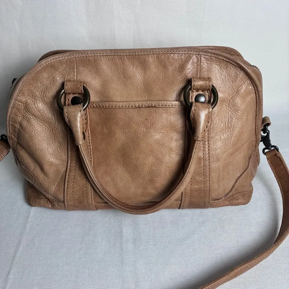 Frye Vintage Leather Satchel Shoulder Bag Satchel Crossbody Tan Camel Cognac